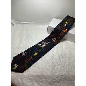 Vintage Looney Tunes Necktie Bugs Bunny Taz Tweety Bird Paisley